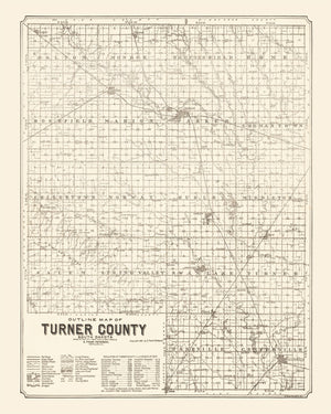 Vintage Map of Turner County, South Dakota 1901