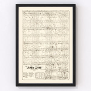 Vintage Map of Turner County, South Dakota 1901