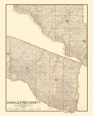 Vintage Map of Charles Mix County, South Dakota 1909