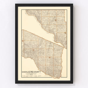 Vintage Map of Charles Mix County, South Dakota 1909