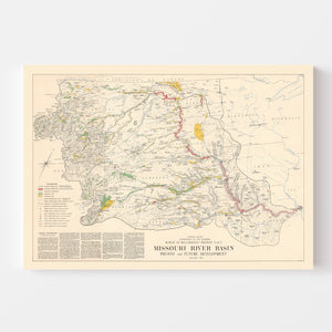Vintage Missouri River Basin Map 1952