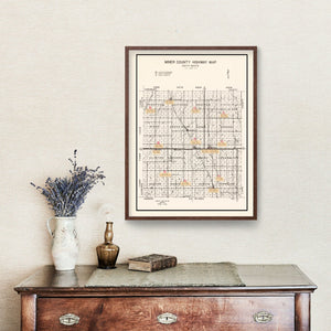 Vintage Map of Miner County, South Dakota 1954