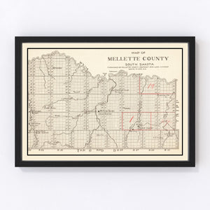Vintage Map of Mellette County, South Dakota 1900