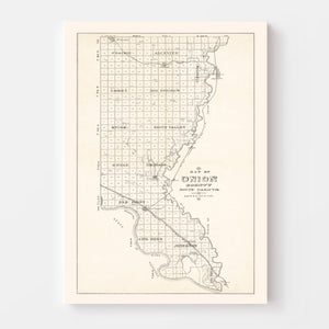 Vintage Map of Union County, South Dakota 1900