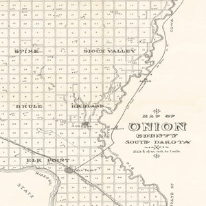 Vintage Map of Union County, South Dakota 1900