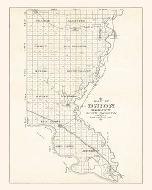 Vintage Map of Union County, South Dakota 1900