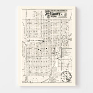 Vintage Map of Aberdeen, South Dakota 1886