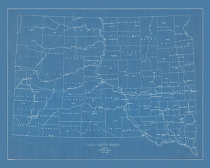 Vintage Map of South Dakota 1930