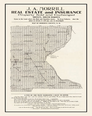 Vintage Map of Roberts County, South Dakota 1907
