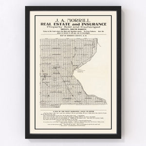 Vintage Map of Roberts County, South Dakota 1907