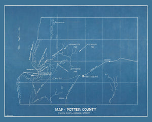 Vintage Map of Potter County, South Dakota 1894