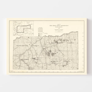 Vintage Pine Ridge Indian Reservation Map 1914