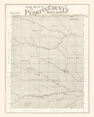 Vintage Map of Perkins County, South Dakota 1919