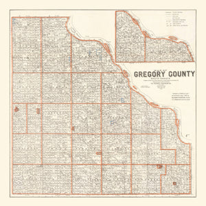Vintage Map of Gregory County, South Dakota 1909