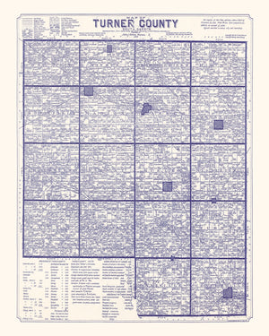 Vintage Map of Turner County, South Dakota 1909