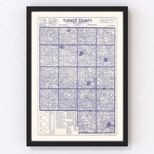 Vintage Map of Turner County, South Dakota 1909