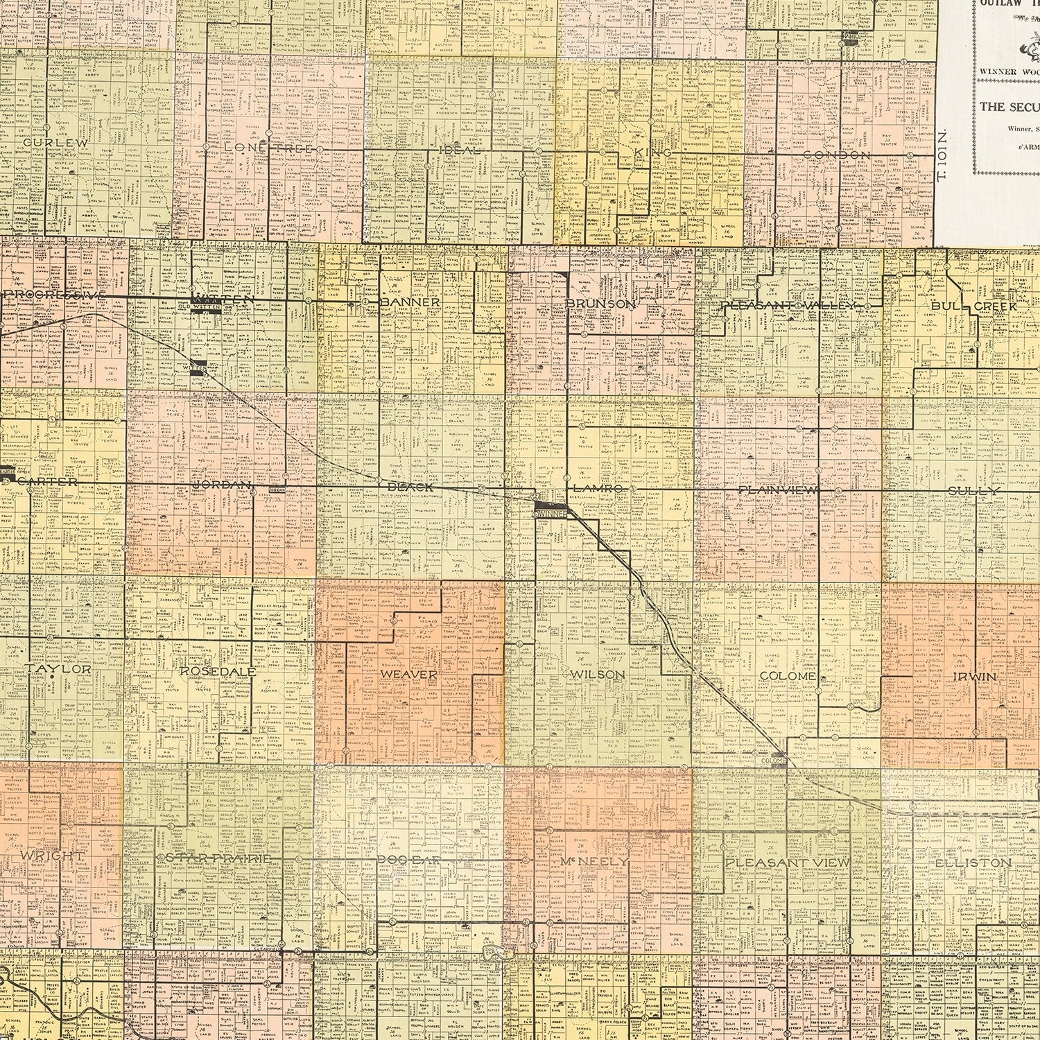 Vintage Map of Tripp County, South Dakota 1930