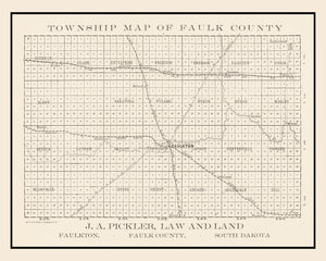 Vintage Map of Faulk County, South Dakota 1900