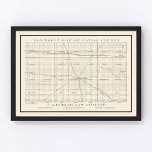 Vintage Map of Faulk County, South Dakota 1900