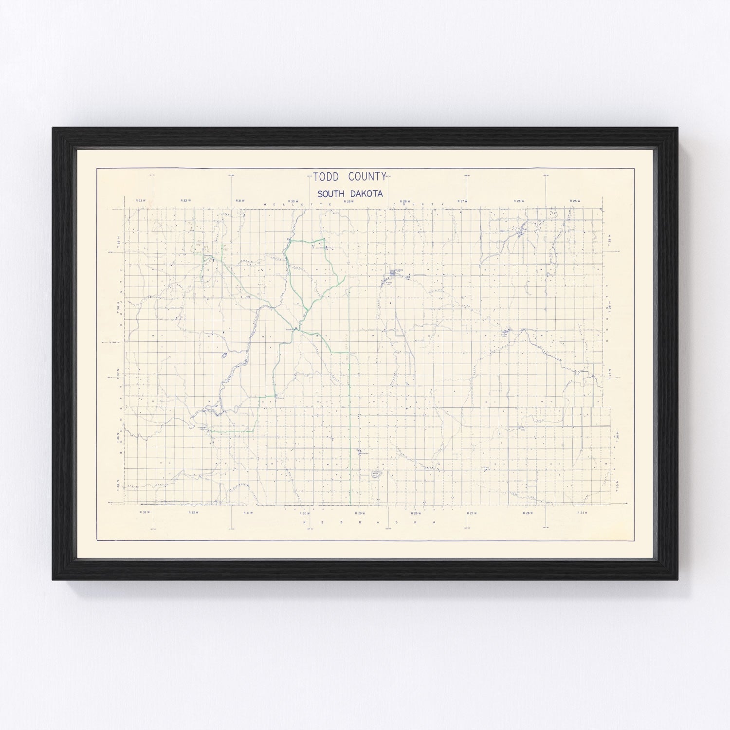 Vintage Map of Todd County, South Dakota 1900