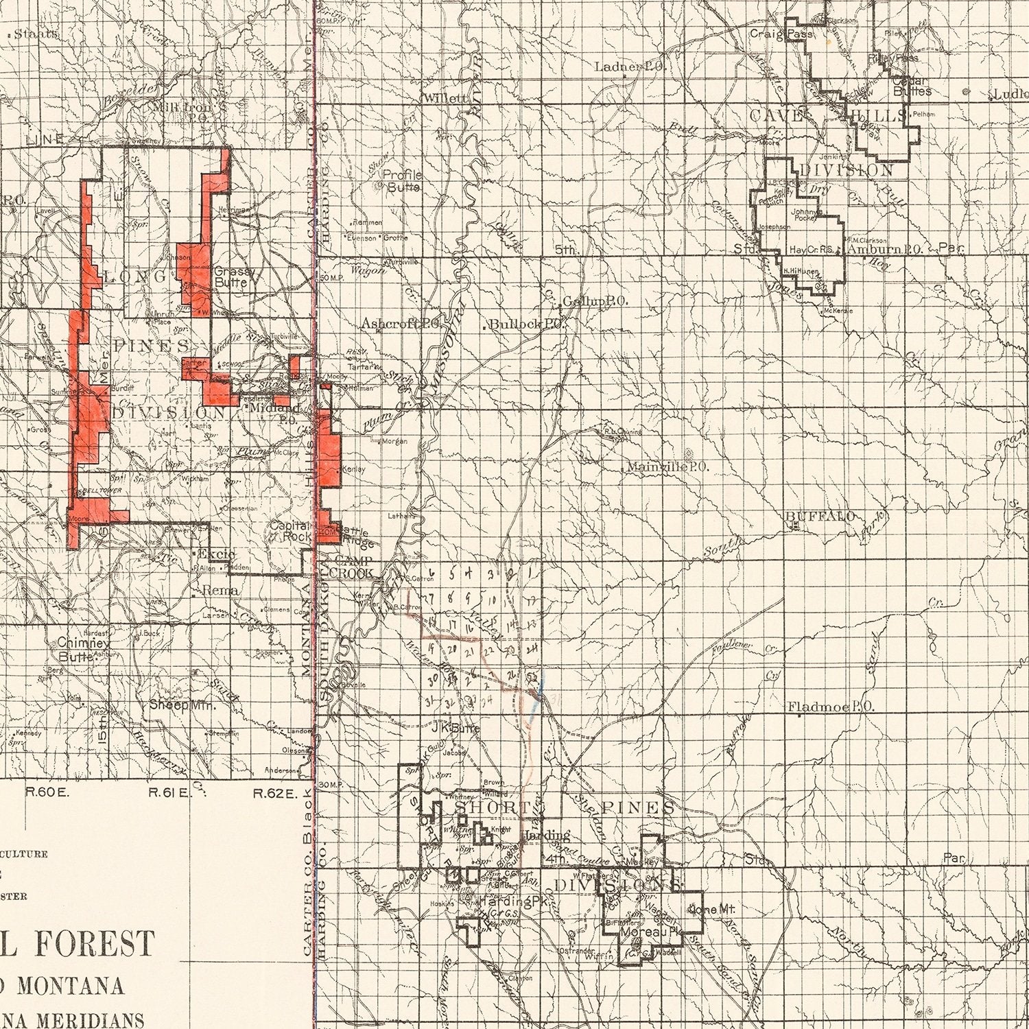 Vintage Sioux National Forest Map 1919