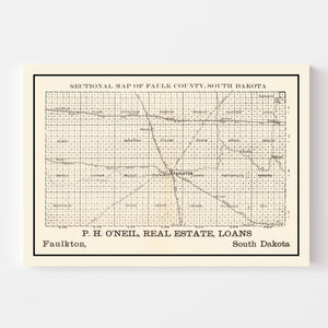 Vintage Map of Faulk County, South Dakota 1901