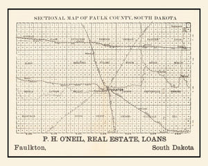 Vintage Map of Faulk County, South Dakota 1901