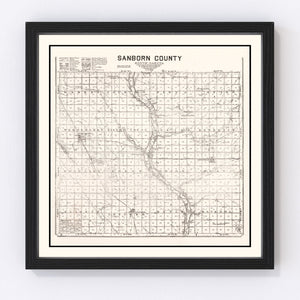 Vintage Map of Sanborn County, South Dakota 1900