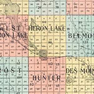 Vintage Map of Jackson County, Minnesota 1907