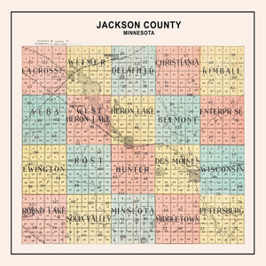 Vintage Map of Jackson County, Minnesota 1907
