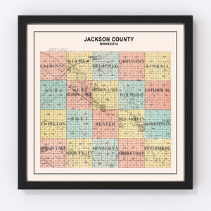 Vintage Map of Jackson County, Minnesota 1907