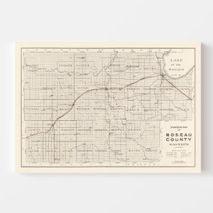 Vintage Map of Roseau County, Minnesota 1921