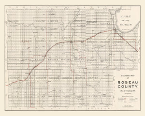 Vintage Map of Roseau County, Minnesota 1921