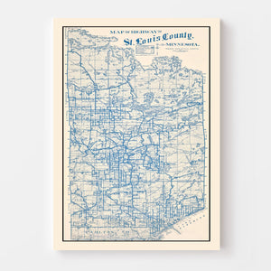 Vintage Map of St. Louis County, Minnesota 1920