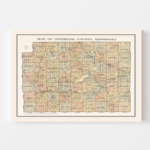 Vintage Map of Ottertail County, Minnesota 1916