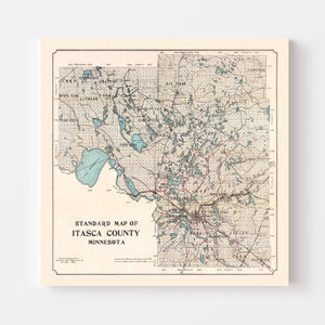 Vintage Map of Itasca County, Minnesota 1914