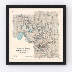 Vintage Map of Itasca County, Minnesota 1914
