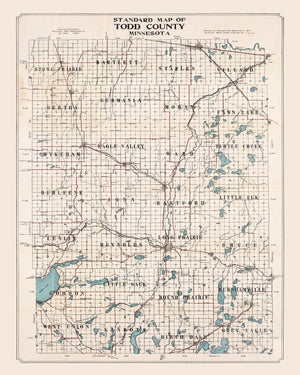 Vintage Map of Todd County, Minnesota 1913
