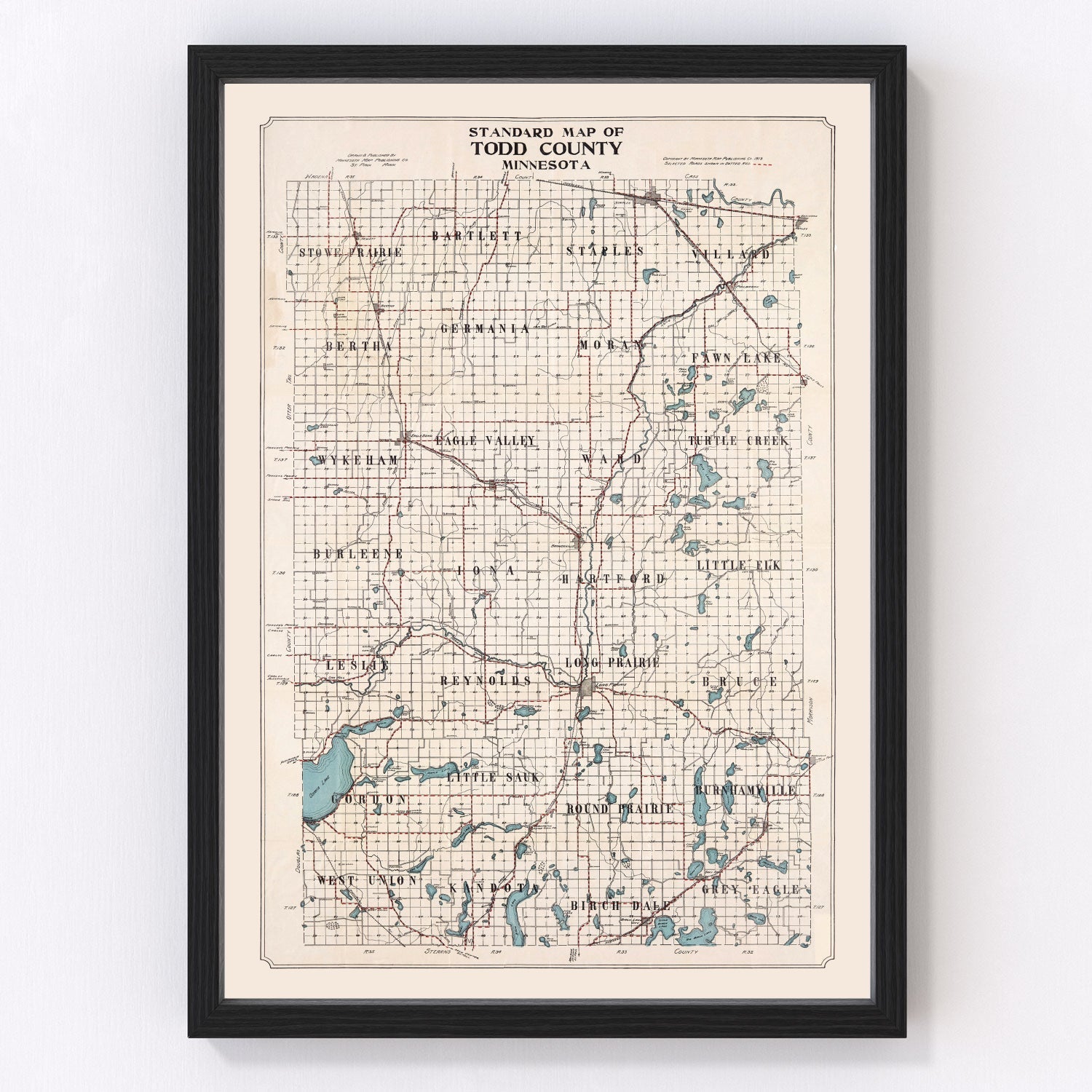 Vintage Map of Todd County, Minnesota 1913