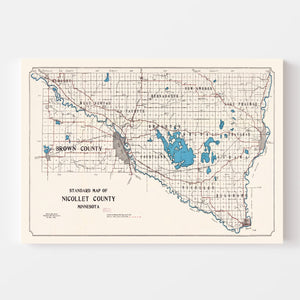 Vintage Map of Nicollet County, Minnesota 1913
