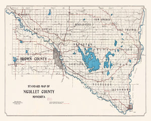 Vintage Map of Nicollet County, Minnesota 1913