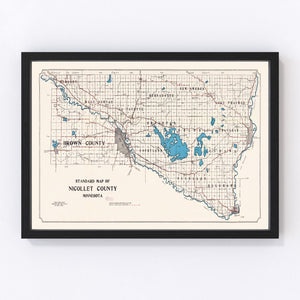 Vintage Map of Nicollet County, Minnesota 1913