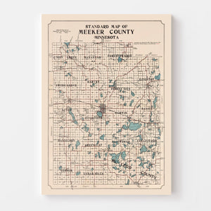 Vintage Map of Meeker County, Minnesota 1913