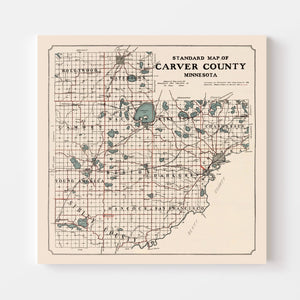 Vintage Map of Carver County, Minnesota 1913