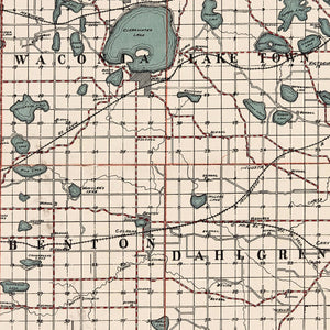 Vintage Map of Carver County, Minnesota 1913