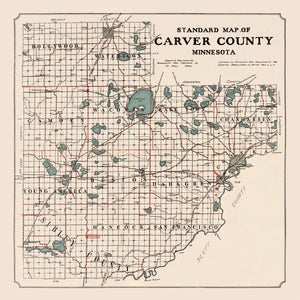 Vintage Map of Carver County, Minnesota 1913