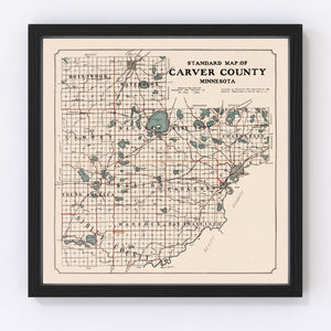 Vintage Map of Carver County, Minnesota 1913