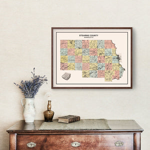 Vintage Map of Stearns County, Minnesota 1907