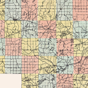 Vintage Map of Stearns County, Minnesota 1907