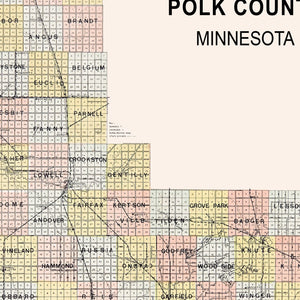 Vintage Map of Polk County, Minnesota 1907